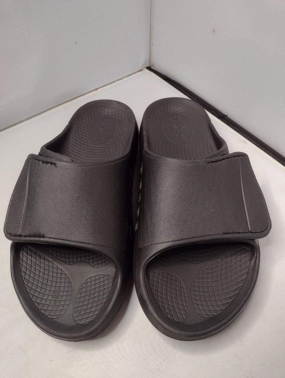 Oofos Ooahh Sport Flex Slide Sandals M7 W9 Black Comfort Slip On Recovery B6